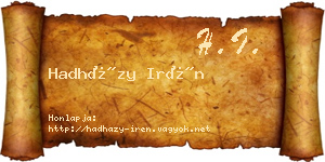 Hadházy Irén névjegykártya